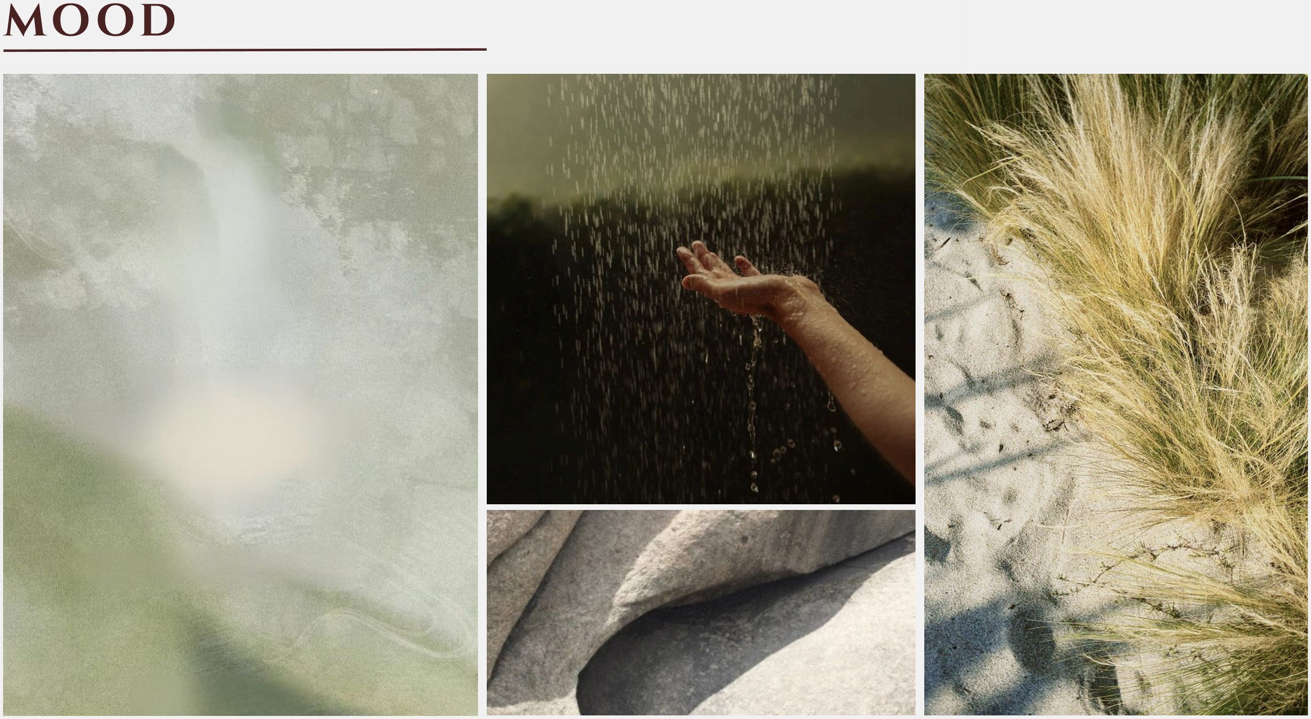 Mood board in soft greens and natural textures